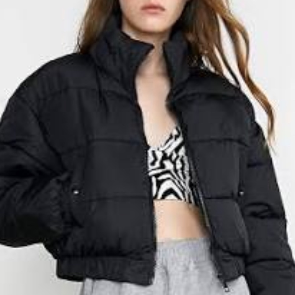 Mixit cropped puffer black jacket